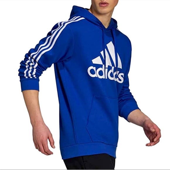 adidas | Shirts | Nwt Adidas Badge Of Sport 3 Stripe Blue Fleece Hoodie  Size 3xl | Poshmark